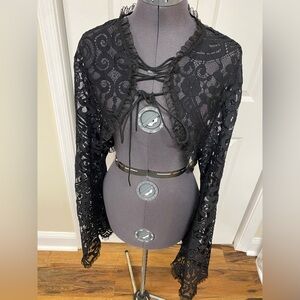 Vintage Black Lace Cropped Cardigan